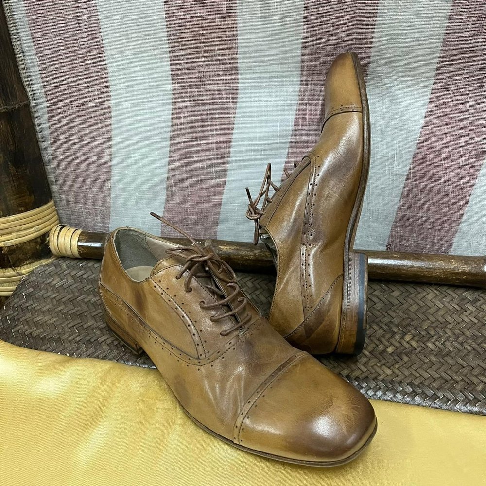 NWOB PANTANETTI Leather brown dress Shoes made in ITALY Sz 40